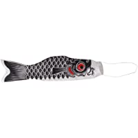 150cm Bandera Nobori Koinobori Japonés Manga de Viento Peces Adorno para Fiesta Negro